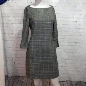 H&M Black White Checkered Long Sleeve Dress - Size 6
